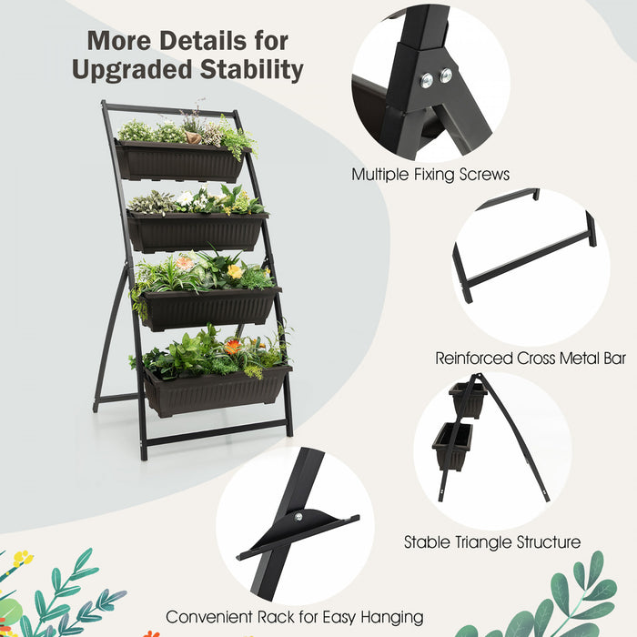 Costway 5 Ft 4-tier Vertical Souleve Lit De Jardin Eleve Planter Boite W / 4 Boites De Conteneur