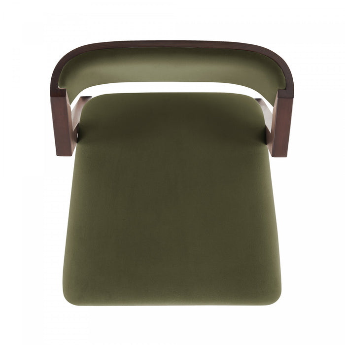 Tabouret de comptoir moderne en bois Patricia avec assise rembourree, vert tortue - Lot de 2