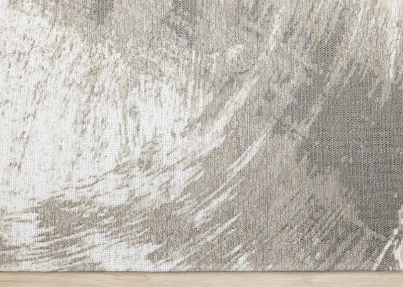 Carpette douce Kylie crème et taupe à motif de coups de pinceau - 7 pi 10 po x 10 pi 10 po