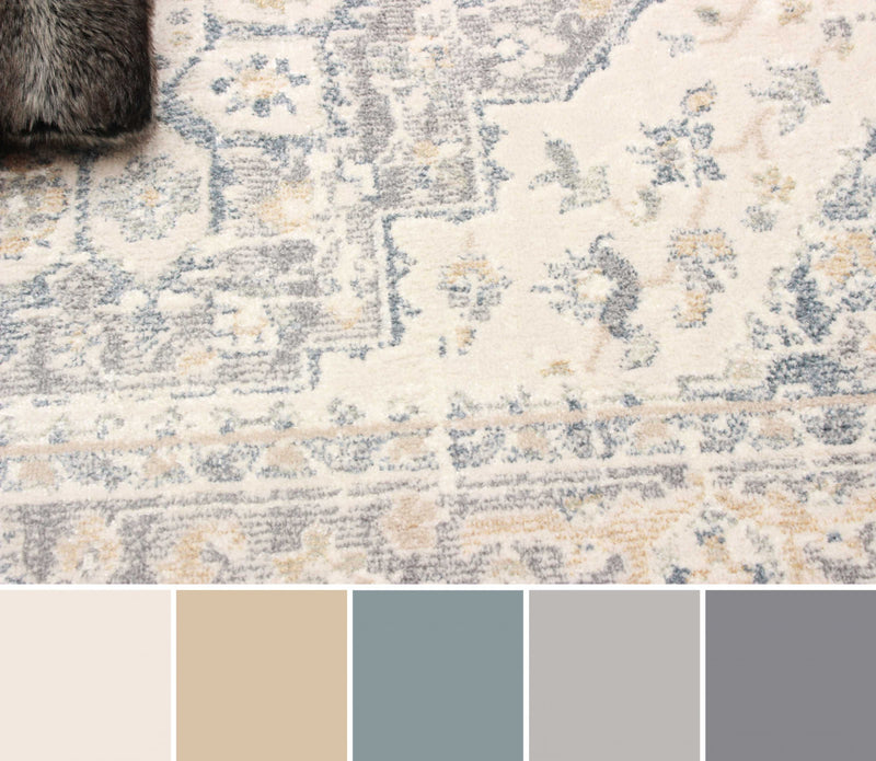 Carpette Bijara bleue - 5 pi 0 po x 8 pi 0 po 