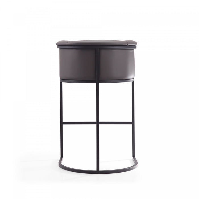 Tabouret de bar rembourre en metal style cosmopolite mi-siecle moderne en graphite - Lot de 3