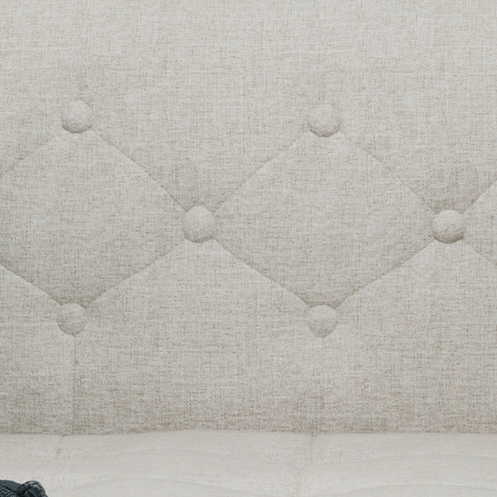 Canapé 3 Places En Tissu Capitonné Aidan Avec Coussins Roulés - Beige