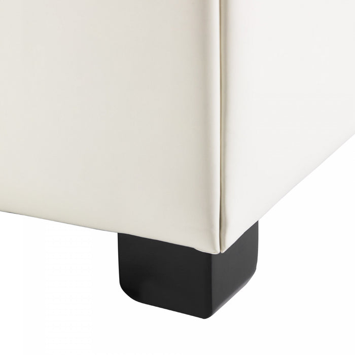 Liam Ottoman Coffre Carre Large de 34,25\" en Simili Cuir avec Rangement, Beige