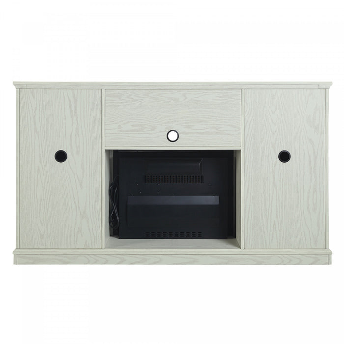 Foyer electrique moderne de style ferme Myrtle, 2 pieces, noir et chene creme