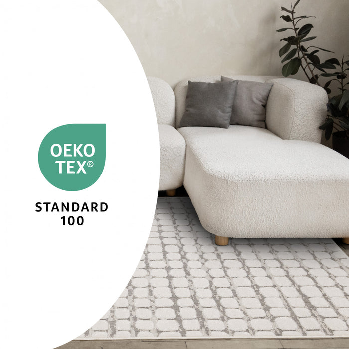 Tapis Oslo White a grands galets, 7'10\" x 10'6\"
