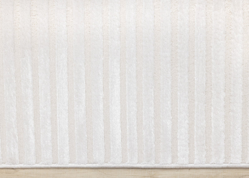 Carpette Leonardo blanche et grise à motif de rayures modernes - 5 pi 3 po x 7 pi 7 po