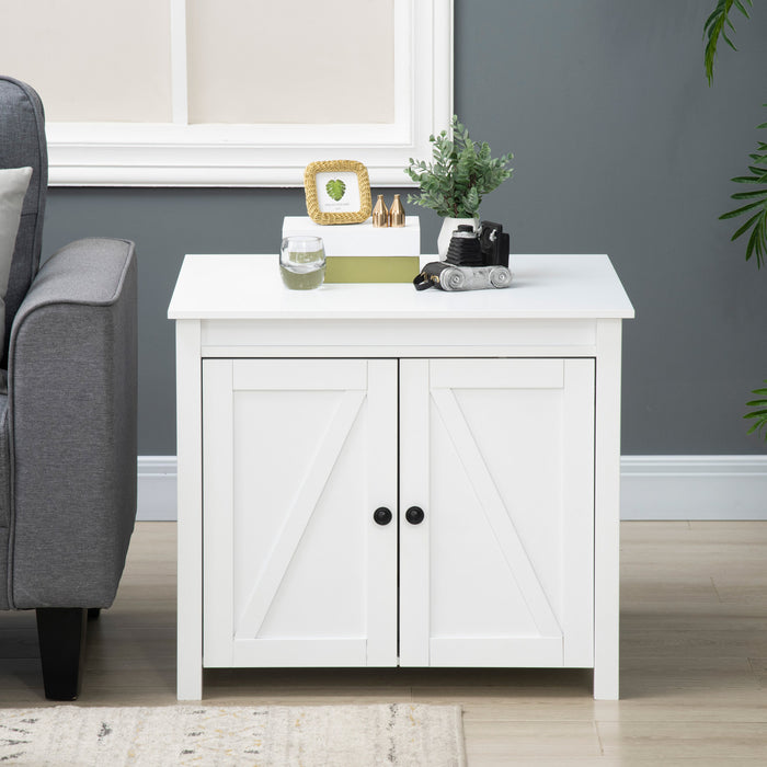 Pawhut Boite A Litiere Pour Chat Avec Dessus Ouvrable, Table D'appoint Pour Le Rangement De La Toilette Du Chat Avec Deux Portes, Poignees En Alliage De Zinc, Pour L'interieur, Blanc