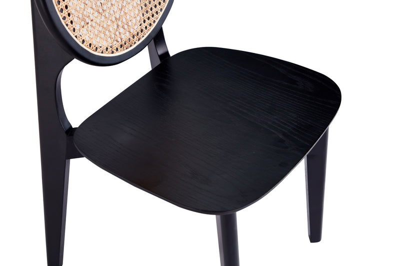 Chaise de salle a manger en bois style industriel Versailles en noir et naturel - Lot de 4