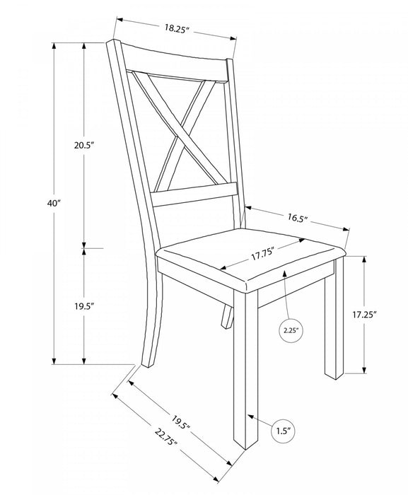 Ensemble de 2 chaises de salle à manger de style transitionnel avec tissu brun et armature en bois noyer pour la cuisine et la salle à manger