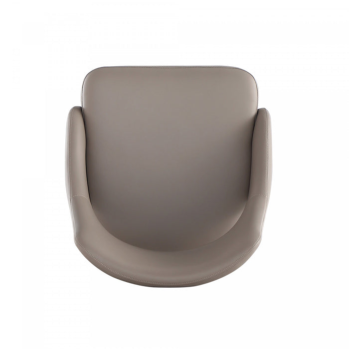 Chaise de salle a manger moderne Tremont en cuir vegetalien et metal, taupe - Lot de 2