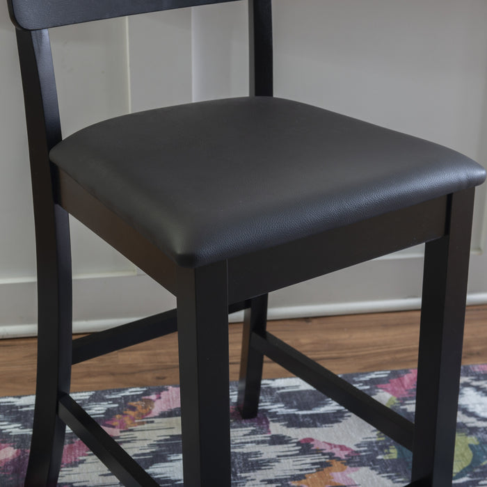 Tabouret contemporain Torino de hauteur comptoir en similicuir - noir