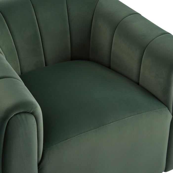 Vela Fauteuil Club Moderne en Velours Pivotant a Coque, Noir, Vert Olive