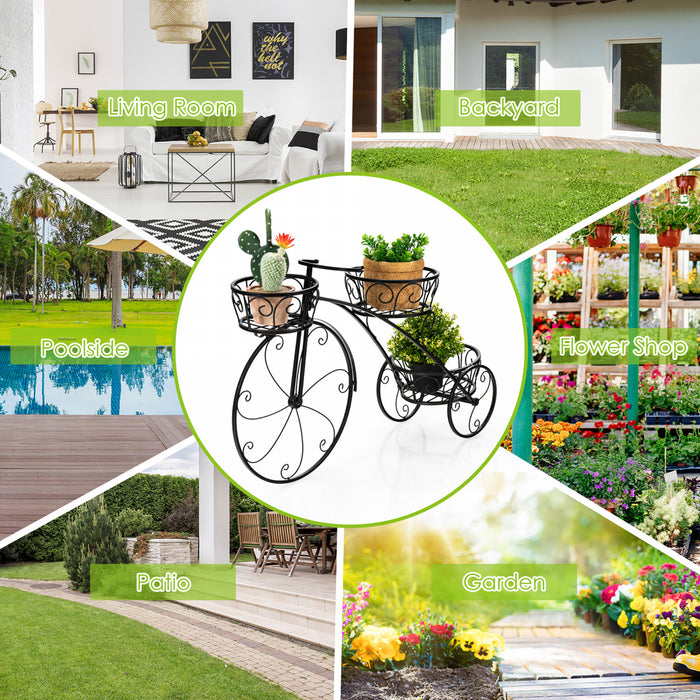 Support Pour Plantes Tricycle, Support Pour Plantes En Forme De Bicyclette Style Parisien Avec 3 Paniers, Support Pour Pot De Fleurs A 3 Niveaux Avec Roues Decoratives Pour L'interieur Et L'exterieur, Ideal Pour Jardiniers Amateurs, Cadeau De Pendaison De Cremaillere, Fete Des Meres