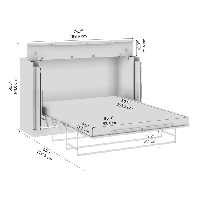 Armoire-lit double Pur de Bestar de 69 po (L) avec matelas - blanche