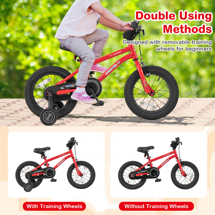 Velo Costway 14 Pouces Pour Enfants De 3 A 5 Ans Avec Selle Reglable Et Guidon Antiderapant Rouge