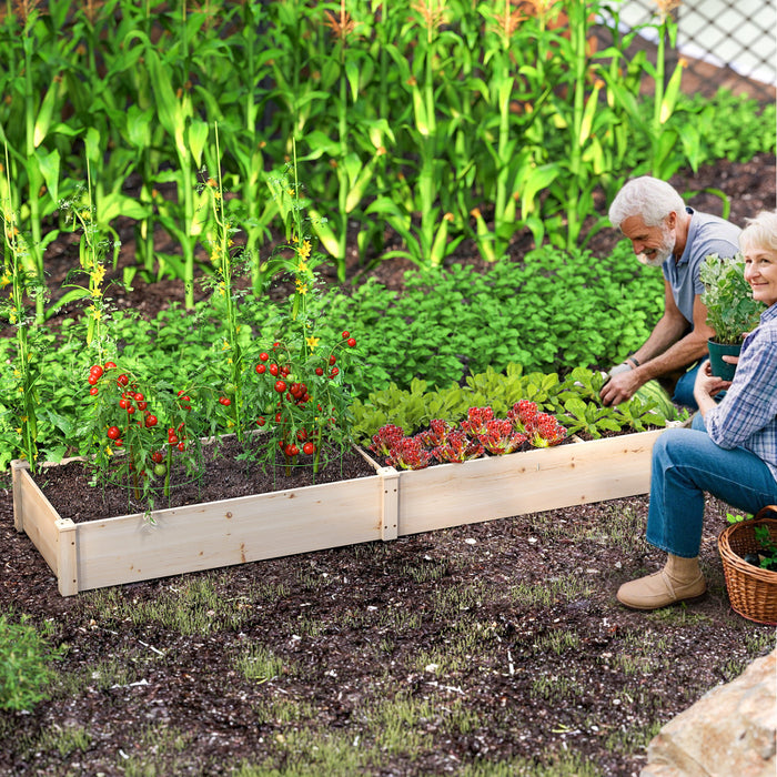 Lit De Jardin Eleve En Bois Costway, Planteur De Patio Eleve Avec 7 Compartiments De Plantation Pour La Fleur