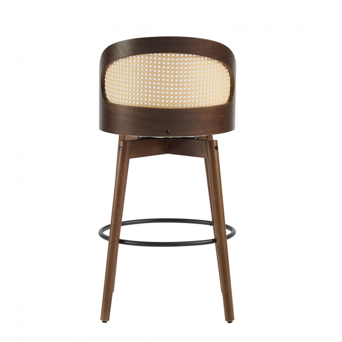 Calvin – Lot de 2 tabourets de bar de hauteur comptoir pivotants pour interieur avec dossier ergonomique, finition noyer
