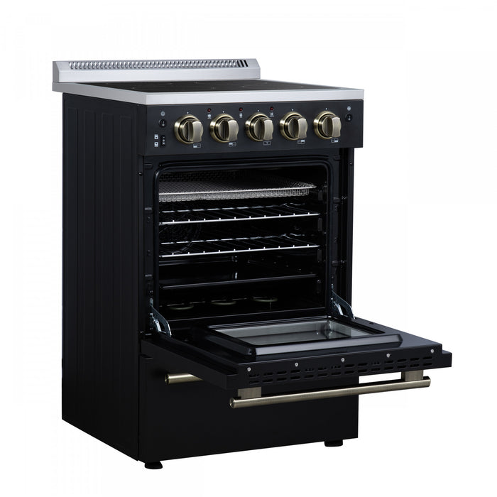 Cuisiniere electrique Loiano de 24 po en noir, 2,3 pi³ avec tiroir de rangement - FFSEL6099-24BLK
