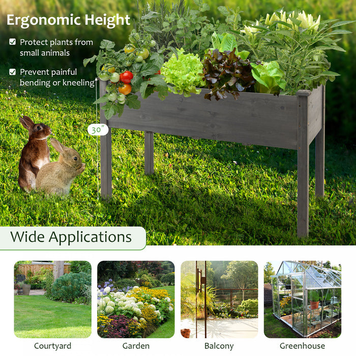 Costway En Bois Souleve Lit De Jardin De Legumes Eleve Cultiver Planteur De Legumes Gris