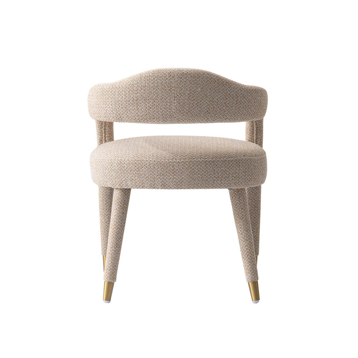 Fauteuil Aspen style milieu du siecle moderne en tweed dore - Lot de 2