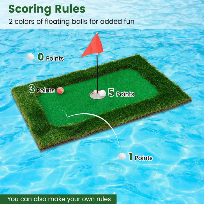 Costway Rectangulaire Flottant Golf Vert Pour La Piscine Comprend Le Tapis De Golf Frappant 6 Balles De Golf