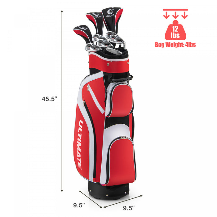 Femmes Completes Clubs De Golf Ensemble 10 Pieces Comprend Alliage Chauffeur Rouge