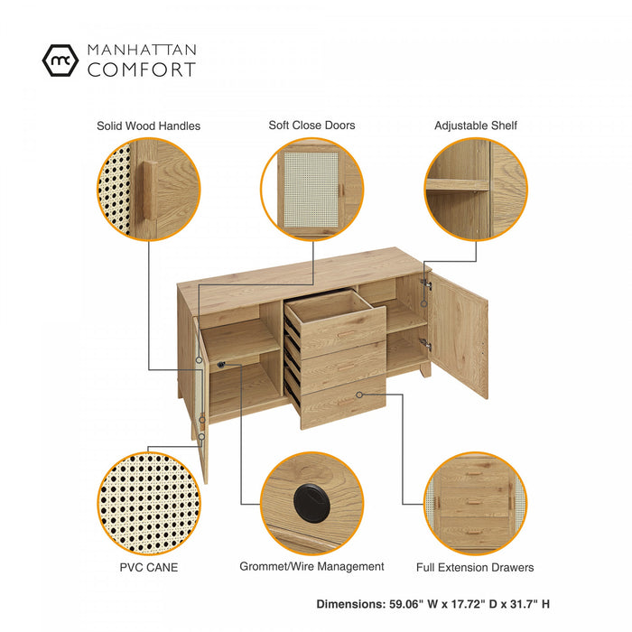 Ensemble de salon Sheridan Mid-Century Modern 4 pieces en bois naturel