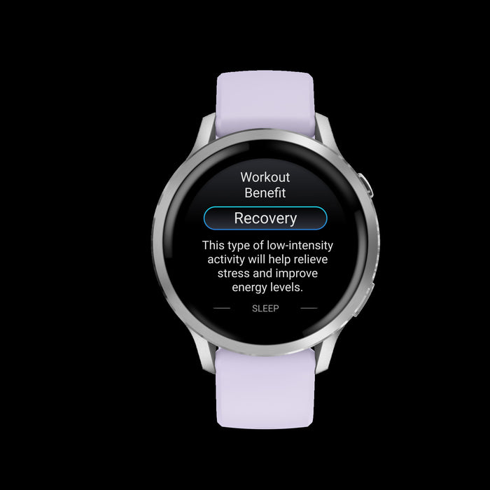 Montre intelligente Garmin Venu 4 41 mm argent pervenche - Suivi d'activite, statut HRV, Pulse Ox, sante des femmes, GPS multi-bande, entrainements quotidiens