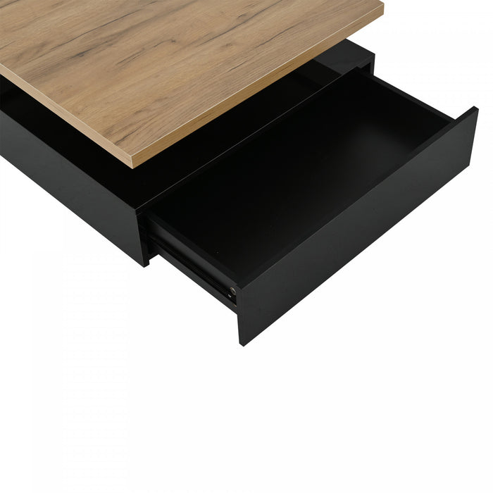 Liam table basse pivotante – table avec plateau rotatif a 360°, noir