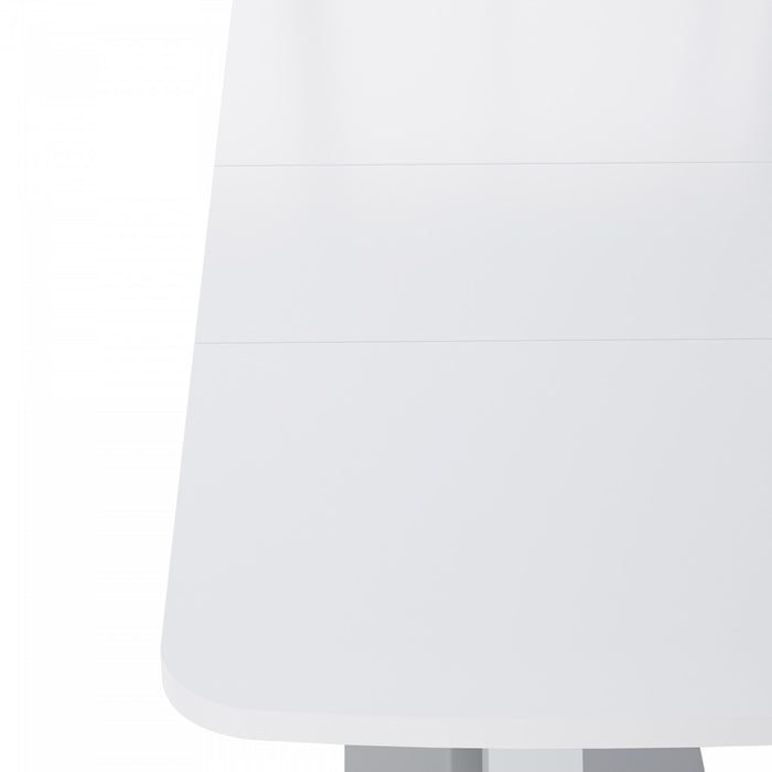 Liam Table a manger rectangulaire moderne extensible avec pieds en X et base en metal, blanc