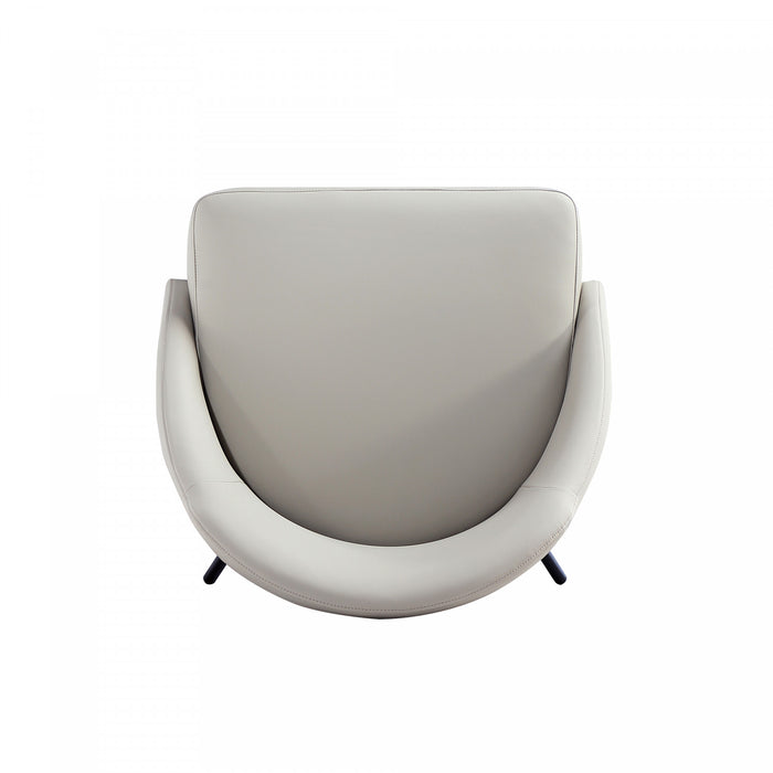Chaise de salle a manger moderne Gracie en cuir vegetalien et metal, gris pierre et noir - Lot de 4