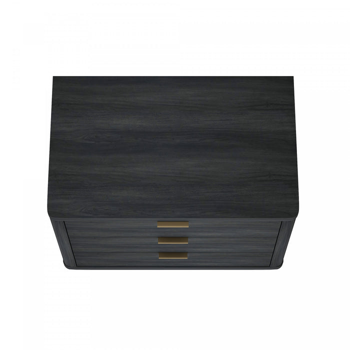 Table de nuit moderne Evelyn 32\" en gris charbon (3 tiroirs) - Lot de 2