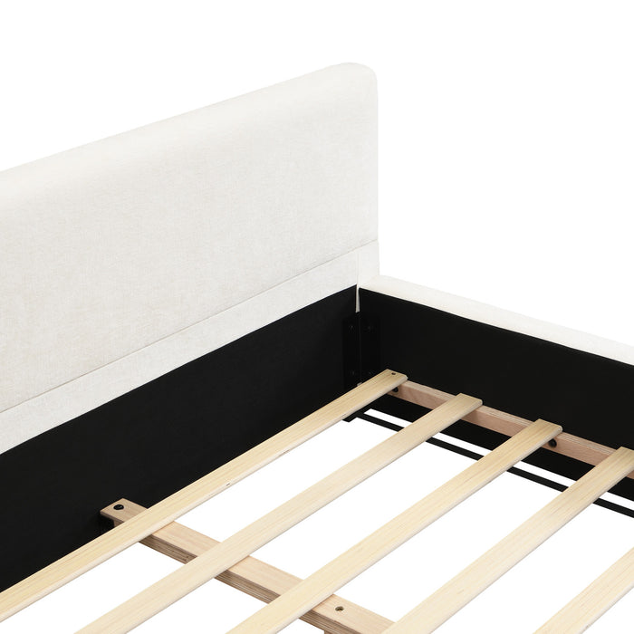 Charlotte Lit elegant avec revetement a bord large, Taille Queen, Beige