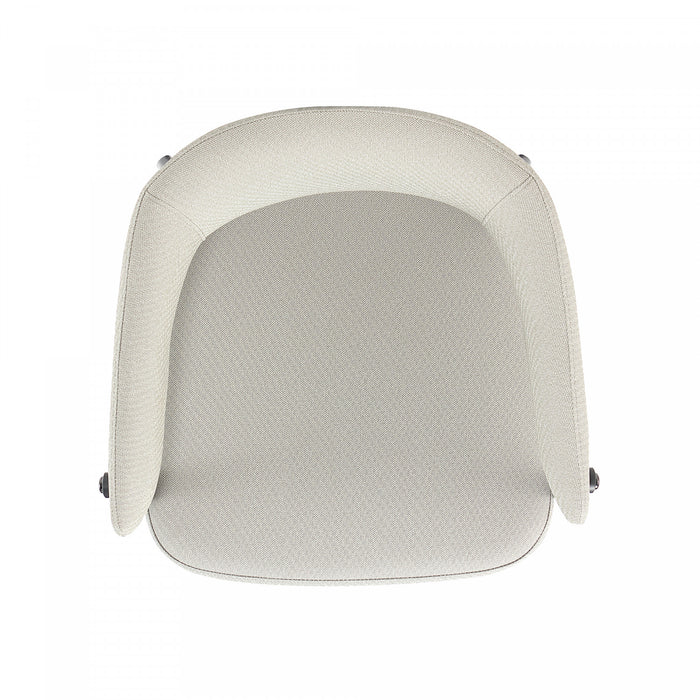 Chaise de salle a manger moderne en metal Belle, rembourree, coloris flocon d’avoine