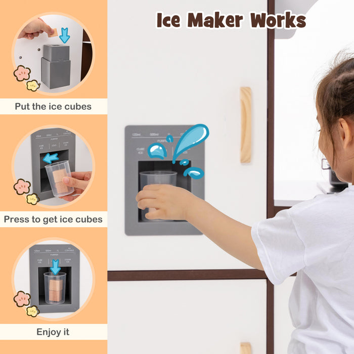 Coin Costway Jouer Cuisine Avec Four A Micro-ondes Glacier Pour Enfants 3 Ans + Jouet En Bois
