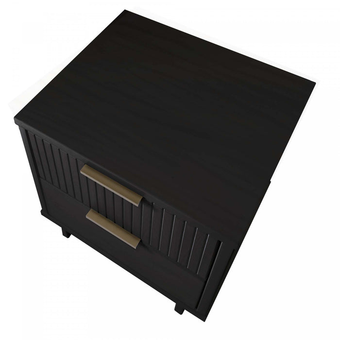 Table de nuit Granville Moderne 18\" en noir (2 tiroirs) - Lot de 2
