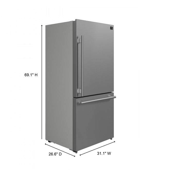 Refrigerateur Milano Espresso de 31 po avec congelateur inferieur, acier inoxydable, 17,2 pi³ – FFFFD1785-31S
