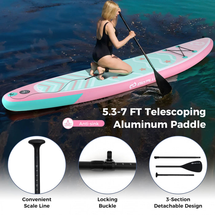 Petite Planche Gonflable De Sup Goplus, Planche De Pagaie Portable Avec Des Anneaux 5d