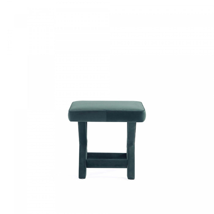Banc d’appoint Abigail style milieu du siecle moderne en velours vert foret