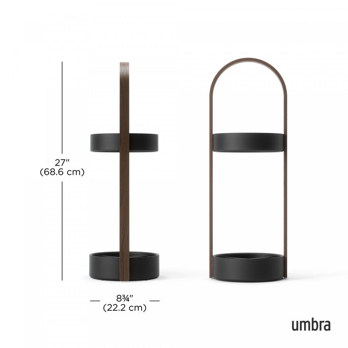 Support à parapluie moderne Bellwood de Umbra en acier - noir et noyer