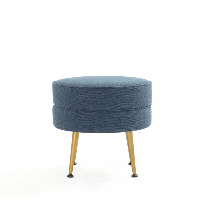 Lot de 2 poufs d’appoint Bailey style milieu du siecle moderne, rembourres, bleu