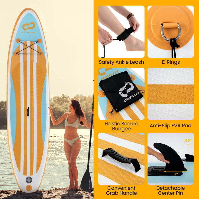 Goplus Grand Tableau Gonflable De Sup, Tableau De Pagaie Portable Avec Des Anneaux 5d Se Tiennent Sur Le Tableau De Pagaie Pour La Jeunesse Et L'adulte Orange