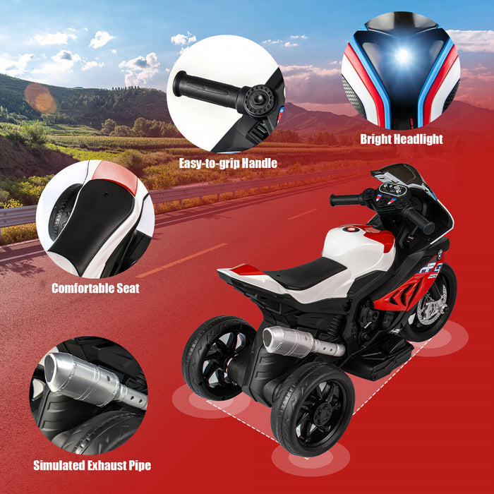 Costway 12v Enfants Rouler Sur Moto Bmw 3 Roues Electriques Sous Licence Jouet W / Lumiere Et Musique Rouge