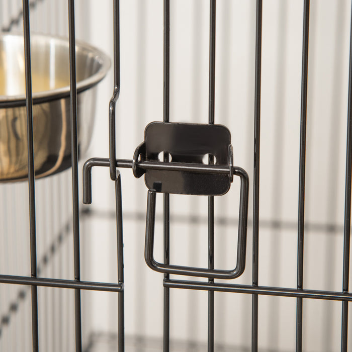 Pawhut Grande Cage A Perroquets En Metal Pour Oiseaux Cage A Perruches Cage A Oiseaux Support Pour Station D'alimentation Avec Roues