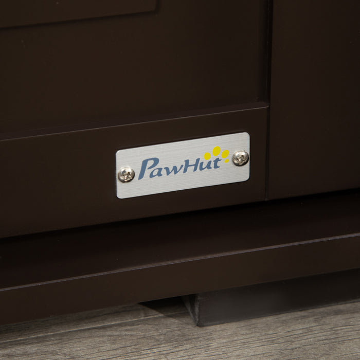 Pawhut Boite A Litiere Pour Chat Meuble Pour Chat Cache Toilette Interieure Pour Chat Table De Nuit A Double Porte Table D'extremite Avec Fenetre Pour Chat Cafe