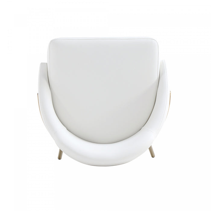Tabouret de bar moderne Gracie en metal et tissu, blanc et dore