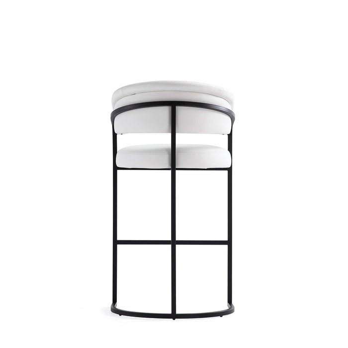 Tabouret de bar moderne Augusta en metal et tissu, coloris blanc