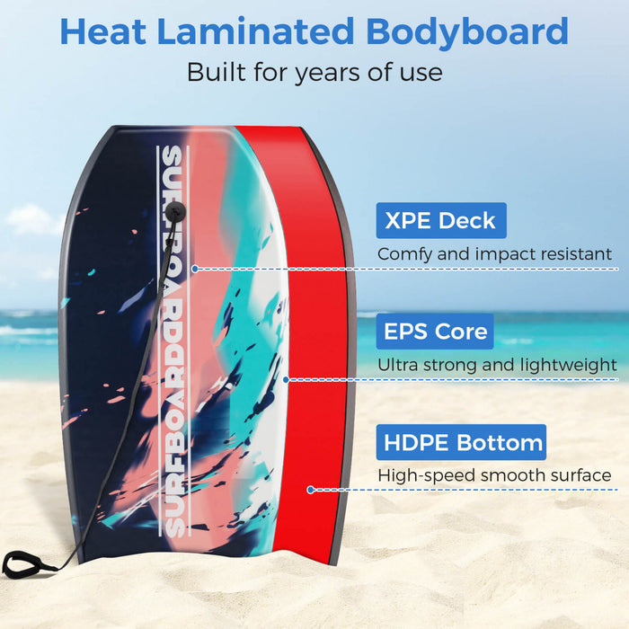 Costway 41\" Body Board Leger Avec Eps Core Xpe Deck Hdpe Fond Croissant Tail Multi-couleur