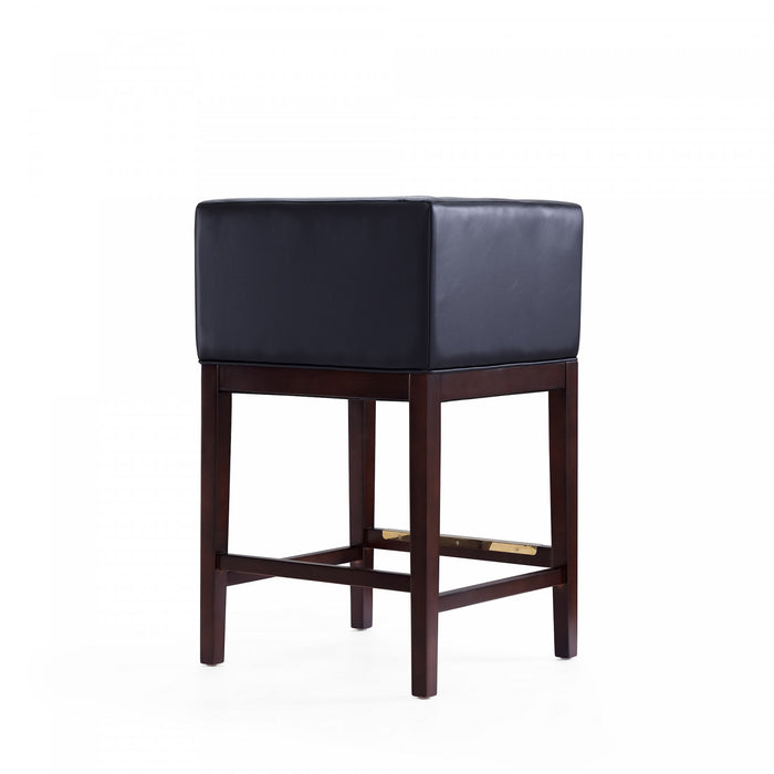 Tabouret de comptoir Kingsley style milieu du siecle en bois et tissu, noir - Lot de 3