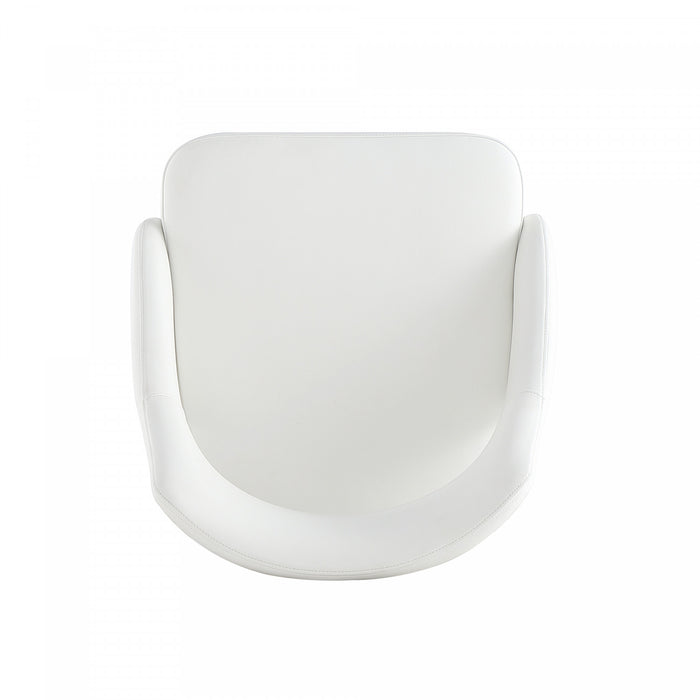 Chaise de salle a manger moderne Tremont en cuir vegetalien blanc avec structure en metal - Lot de 2